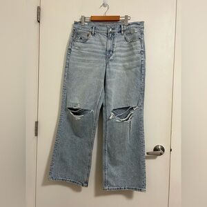 American Eagle Stovepipe Jeans High-Rise Light Wash Distressed 31W 12